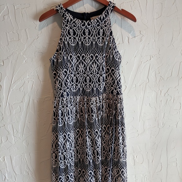 Navy and White Patterned Altar'd State Dress - Picture 1 of 5